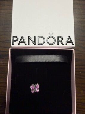 Pandora pink purple pave sparkling butterfly charm